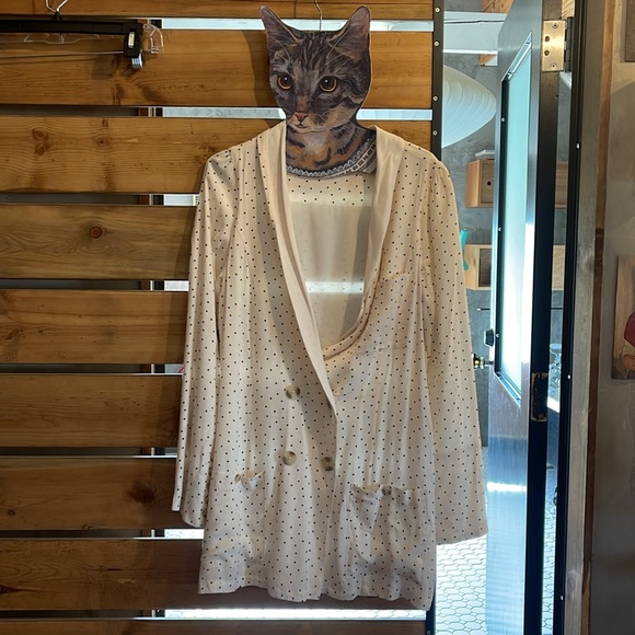 For Love & Lemons womens L Bianca Blazer ivory black polka dot 4 button - Picture 3 of 3